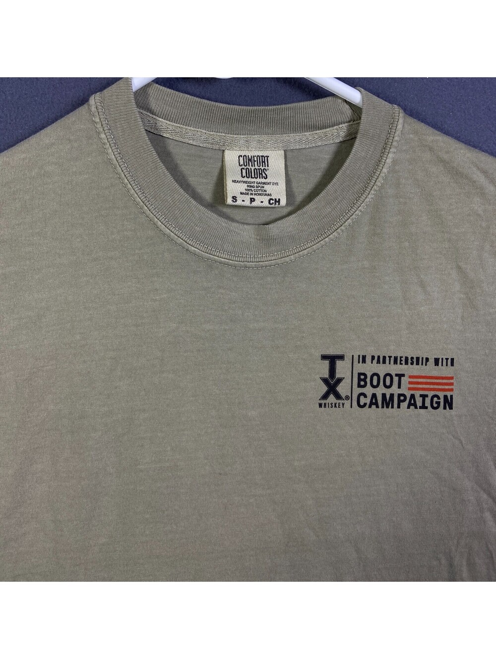 Comfort Colors Small TX Whiskey Army Boot Campaign Graphic T-Shirt Ring Spun EUC